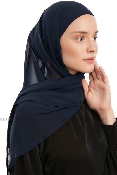 Sahar - Hijab Chiffon One Piece Blu Navy