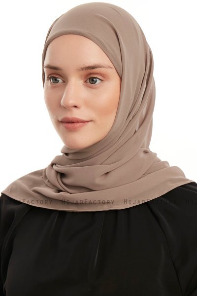 Sahar - Hijab Chiffon One Piece Taupe Scuro