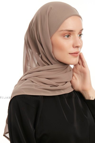 Sahar - Hijab Chiffon One Piece Taupe Scuro