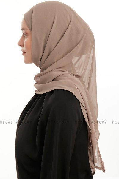 Sahar - Hijab Chiffon One Piece Taupe Scuro