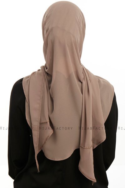 Sahar - Hijab Chiffon One Piece Taupe Scuro