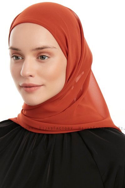Sahar - Hijab Chiffon One Piece Rosso Mattone