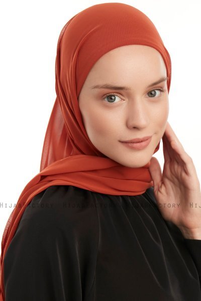 Sahar - Hijab Chiffon One Piece Rosso Mattone