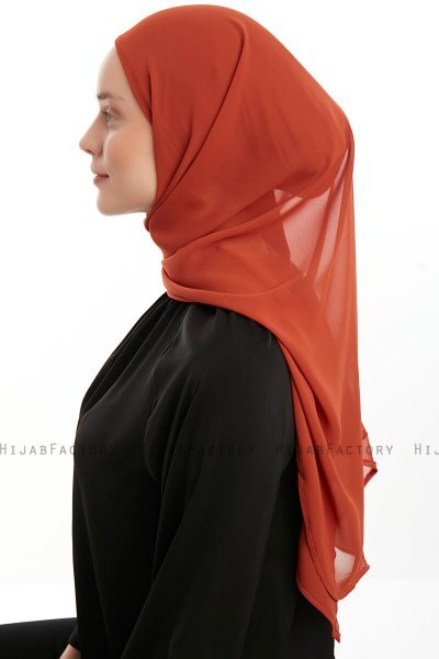 Sahar - Hijab Chiffon One Piece Rosso Mattone