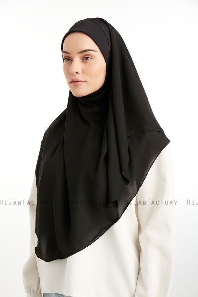 Bengi - Micro Krep Turban Hijab Nero