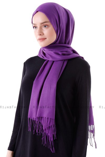 Demet - Hijab Pashmina Viola Scuro