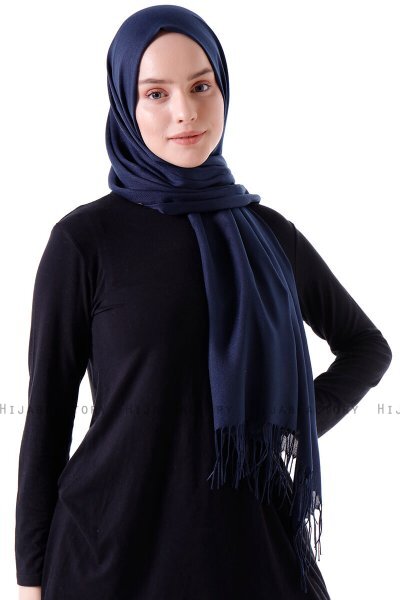 Demet - Hijab Pashmina Blu Navy