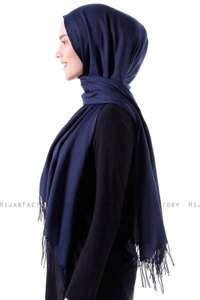 Demet - Hijab Pashmina Blu Navy