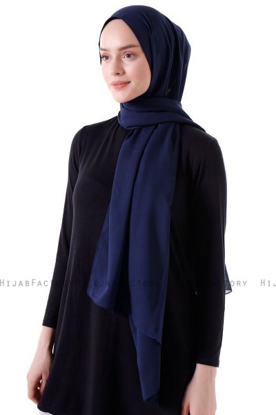 Hadise - Hijab Chiffon Blu Navy Scuro