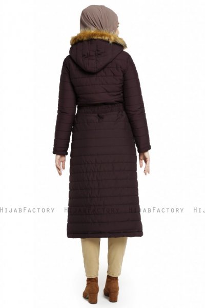 Yeliz - Giacca Lunga Viola Con Cappuccio