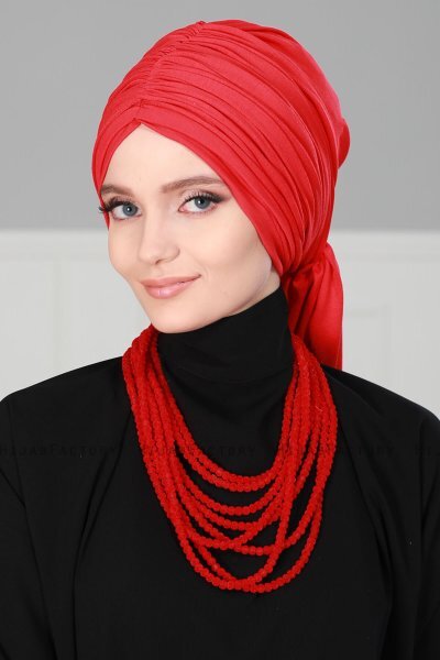 Amy - Turbante Di Cotone Rosso - Ayse Turban