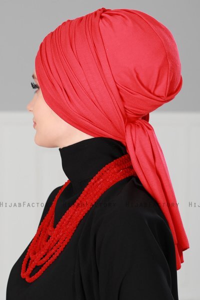 Amy - Turbante Di Cotone Rosso - Ayse Turban