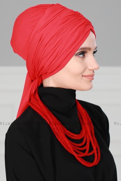 Amy - Turbante Di Cotone Rosso - Ayse Turban