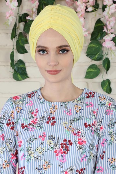 Amy - Turbante Di Cotone Giallo - Ayse Turban
