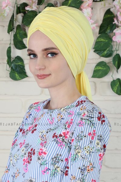Amy - Turbante Di Cotone Giallo - Ayse Turban