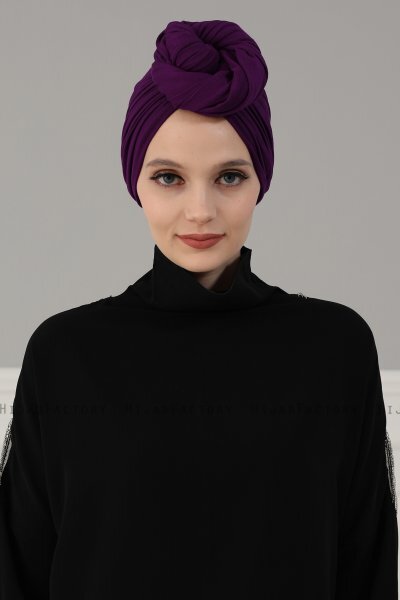 Amy - Turbante Di Cotone Viola - Ayse Turban