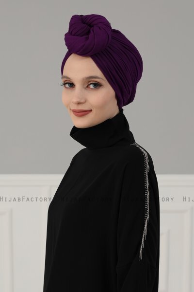 Amy - Turbante Di Cotone Viola - Ayse Turban