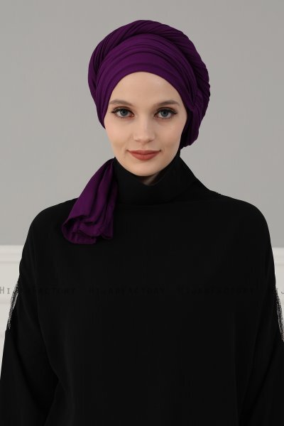 Amy - Turbante Di Cotone Viola - Ayse Turban