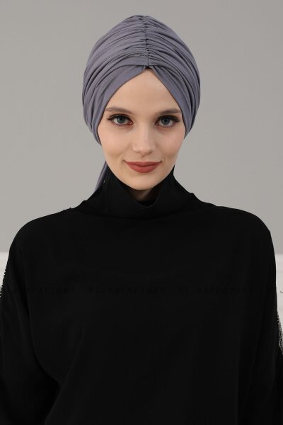 Amy - Turbante Di Cotone Grigio - Ayse Turban