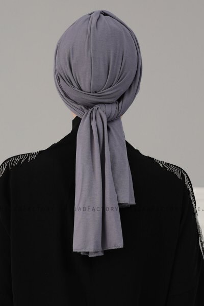 Amy - Turbante Di Cotone Grigio - Ayse Turban