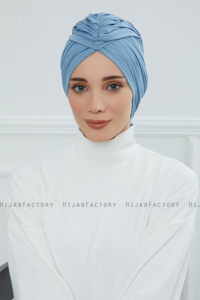 Amy - Turbante Di Cotone Sky Blue