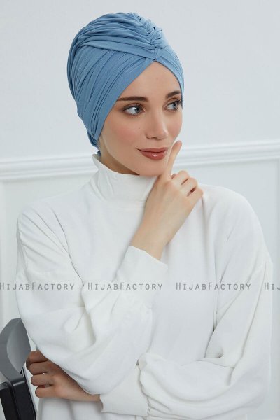 Amy - Turbante Di Cotone Sky Blue