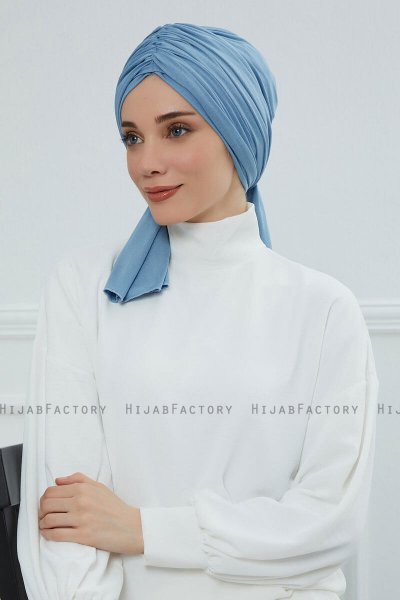 Amy - Turbante Di Cotone Sky Blue