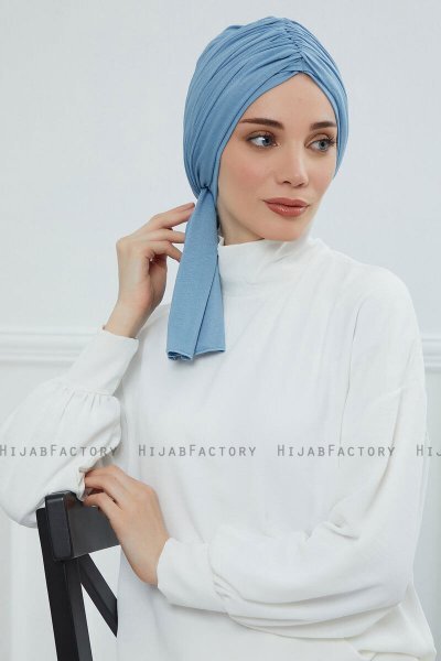 Amy - Turbante Di Cotone Sky Blue