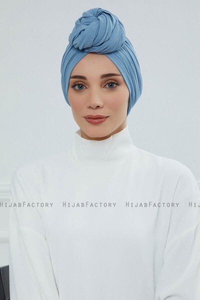 Amy - Turbante Di Cotone Sky Blue