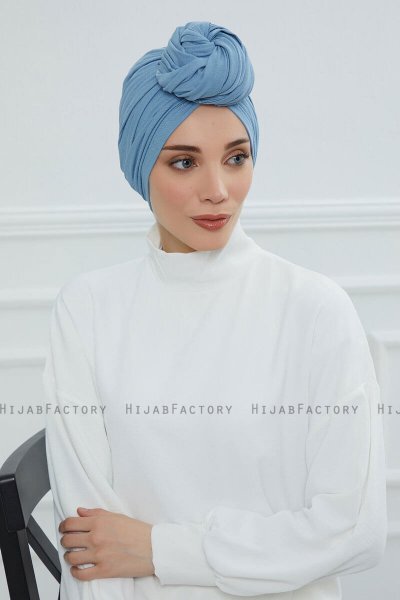 Amy - Turbante Di Cotone Sky Blue