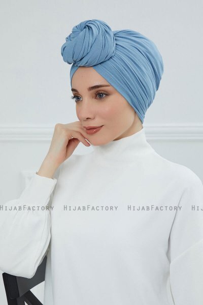 Amy - Turbante Di Cotone Sky Blue