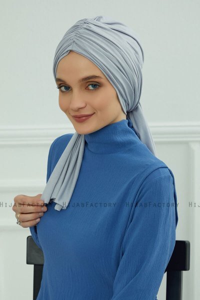 Amy - Turbante Di Cotone Grigio Chiaro