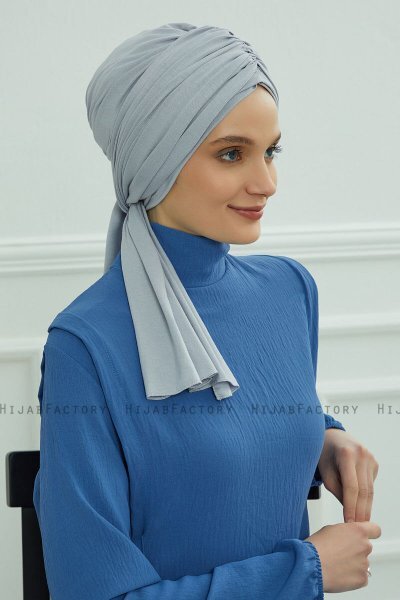 Amy - Turbante Di Cotone Grigio Chiaro