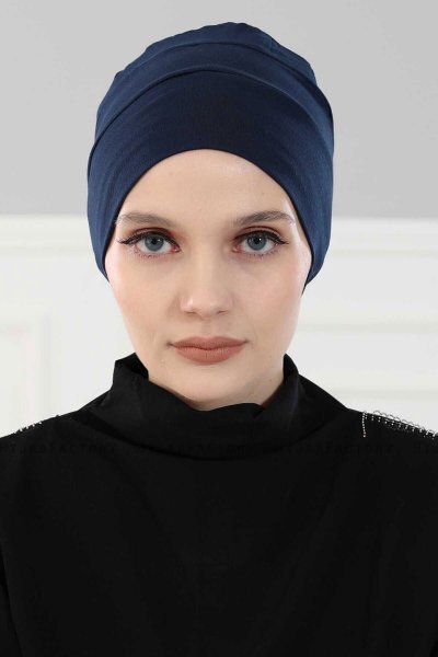 Stella - Turbante Di Cotone Blu Navy