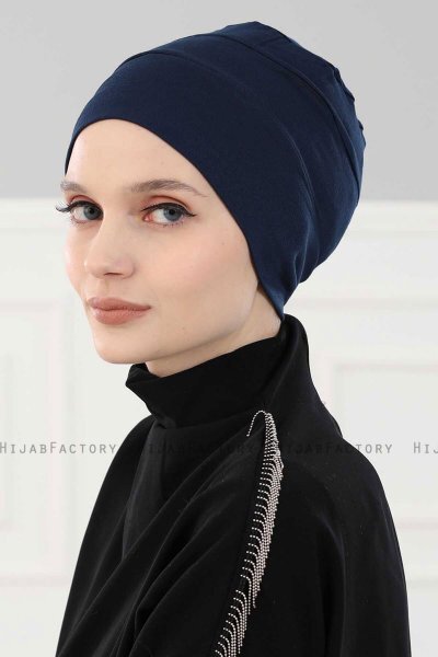 Stella - Turbante Di Cotone Blu Navy