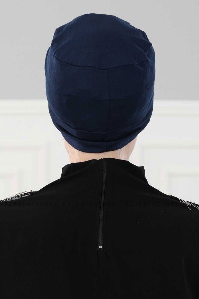 Stella - Turbante Di Cotone Blu Navy