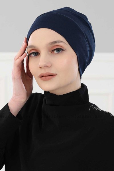 Stella - Turbante Di Cotone Blu Navy