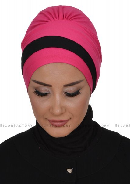 Elsa - Turbante Di Cotone Fucsia & Nero