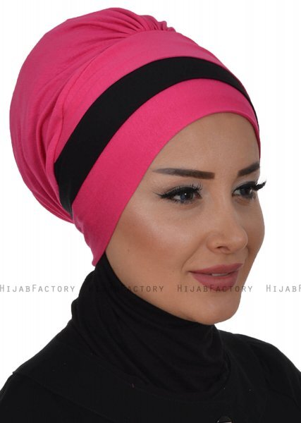 Elsa - Turbante Di Cotone Fucsia & Nero