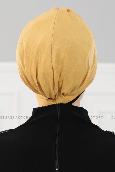 Elsa - Turbante Di Cotone Mostarda & Nero