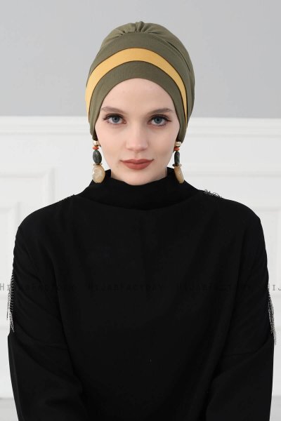 Elsa - Turbante Di Cotone Cachi & Mostarda