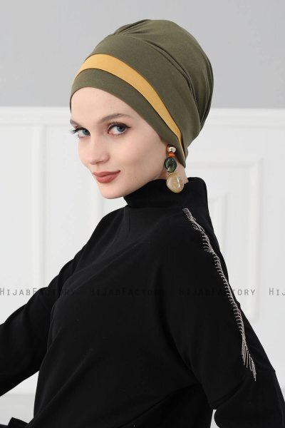 Elsa - Turbante Di Cotone Cachi & Mostarda