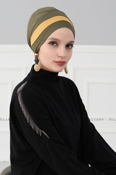 Elsa - Turbante Di Cotone Cachi & Mostarda