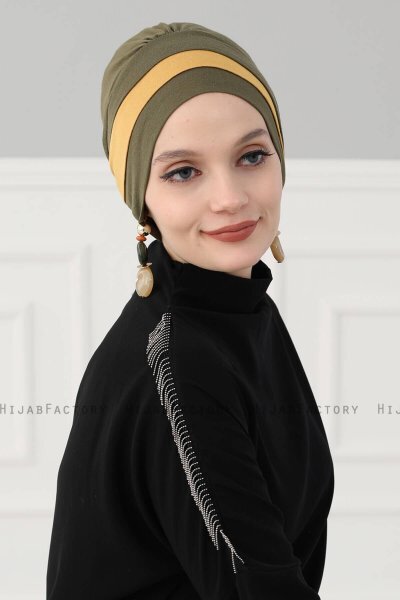 Elsa - Turbante Di Cotone Cachi & Mostarda