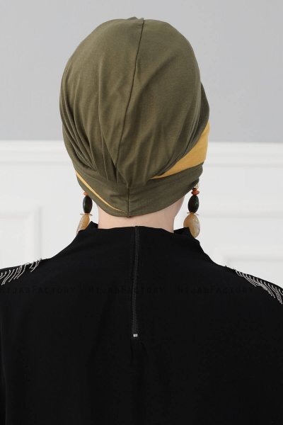 Elsa - Turbante Di Cotone Cachi & Mostarda