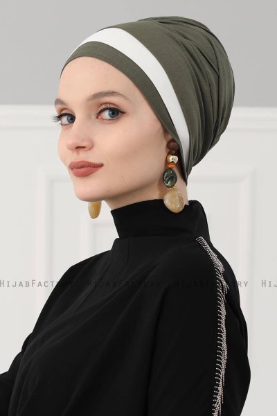 Elsa - Turbante Di Cotone Cachi & Creme