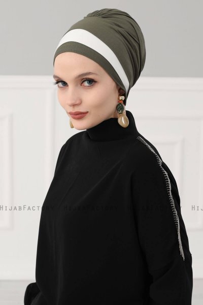 Elsa - Turbante Di Cotone Cachi & Creme