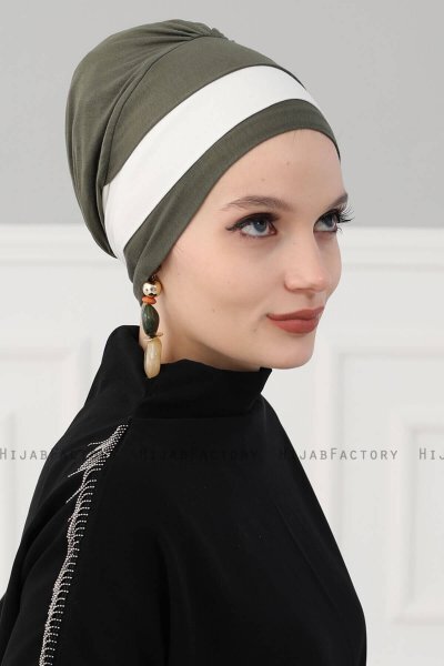 Elsa - Turbante Di Cotone Cachi & Creme