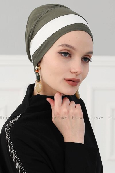 Elsa - Turbante Di Cotone Cachi & Creme