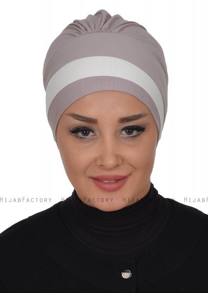 Elsa - Turbante Di Cotone Taupe & Creme